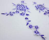 Motif en dentelle fine ivoire et violet à coudre · vue 3