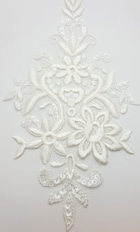 Motif en losange fleurs dentelle ivoire sequins pour robe de mariée · vue 4