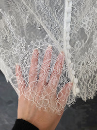 Top de mariée en dentelle ivoire clair – Manches longues – Col rond – Taille XXL · vue 9