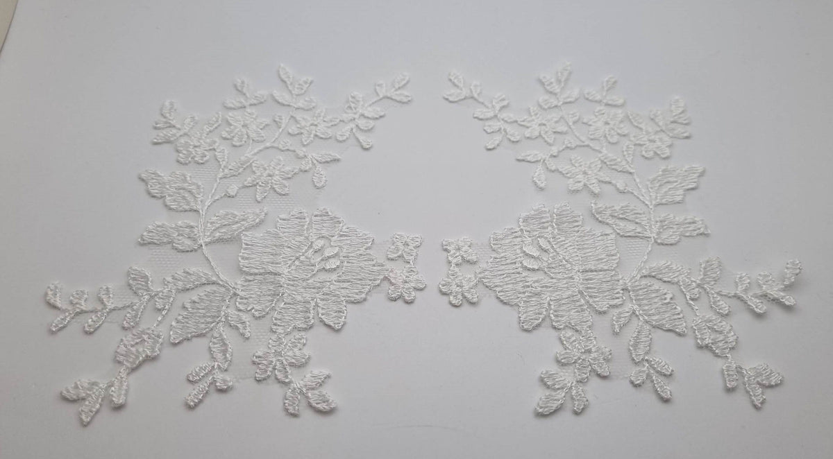 Motif en dentelle ivoire clair feuille fleurs pour robe de mariée