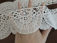 Galon dentelle guipure ivoire clair 8 cm – motif mandala festonné – dentelle mariée bohème au mètre · vue 4