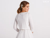 Gilet ivoire pour mariée ♡ Manches 3/4 & boutons perles nacrées – Élégant pour mariage · vue 2
