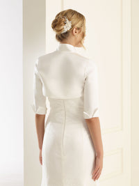Bolero manches 3/4 satin ivoire ou blanc · vue 2