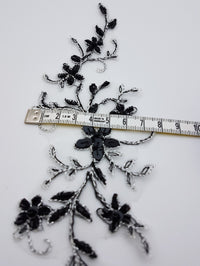 Motif en dentelle noir brillant perles et sequins pour robe de mariée cocktail soirée · vue 4