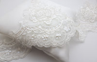 Galon de dentelle ivoire fil argenté sequins · vue 3