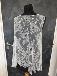 Top mariée dentelle française ivoire clair – Coupe blousante asymétrique – Taille 40/42 · vue 2