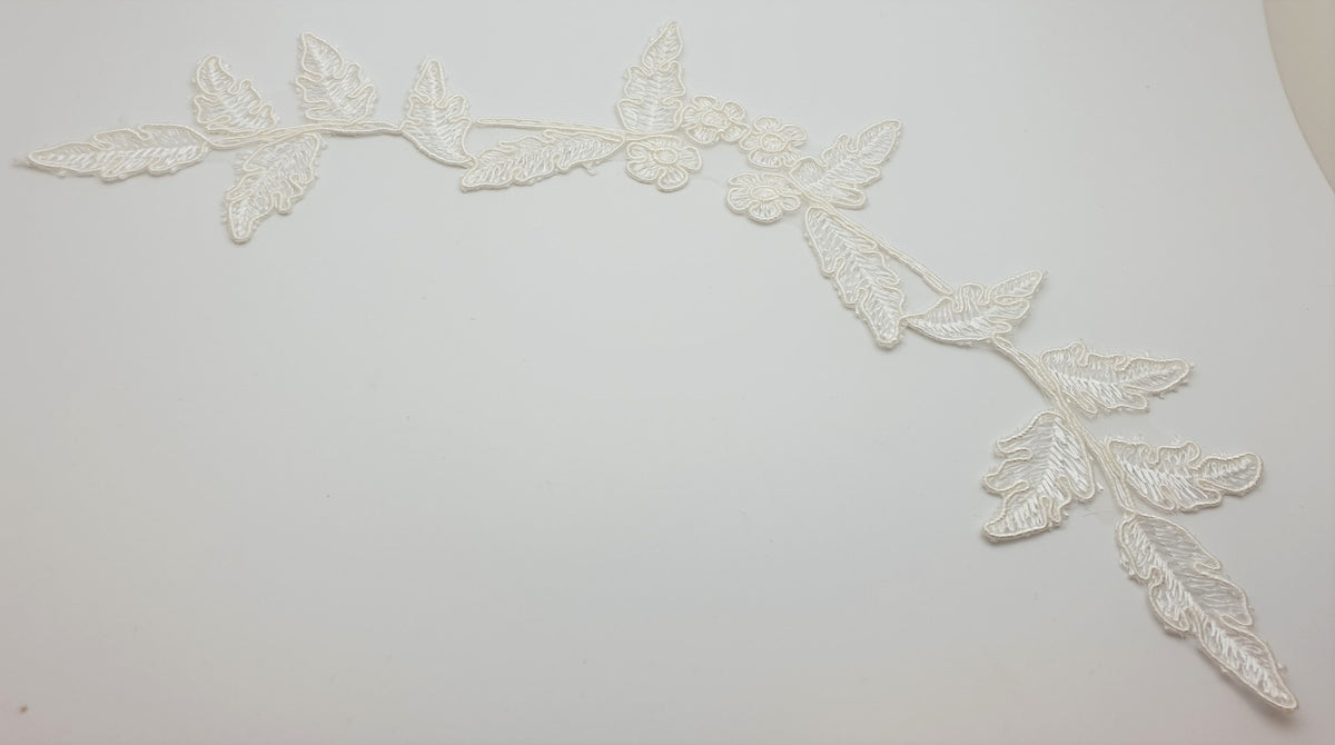 motif long branche feuilles ivoire pour robe de mariée