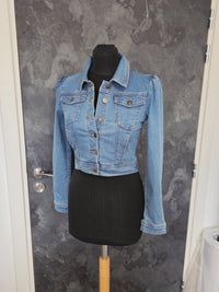 Veste jeans pour mariée manches bombées · vue 3