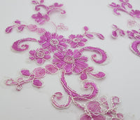 Motif en dentelle fuchsia rose fil argenté à coudre cocktail / mariage / customisation · vue 2