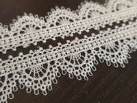 Galon dentelle éventails fleuris – Ivoire clair – 3 cm env. – Vendu par 10 cm · vue 3
