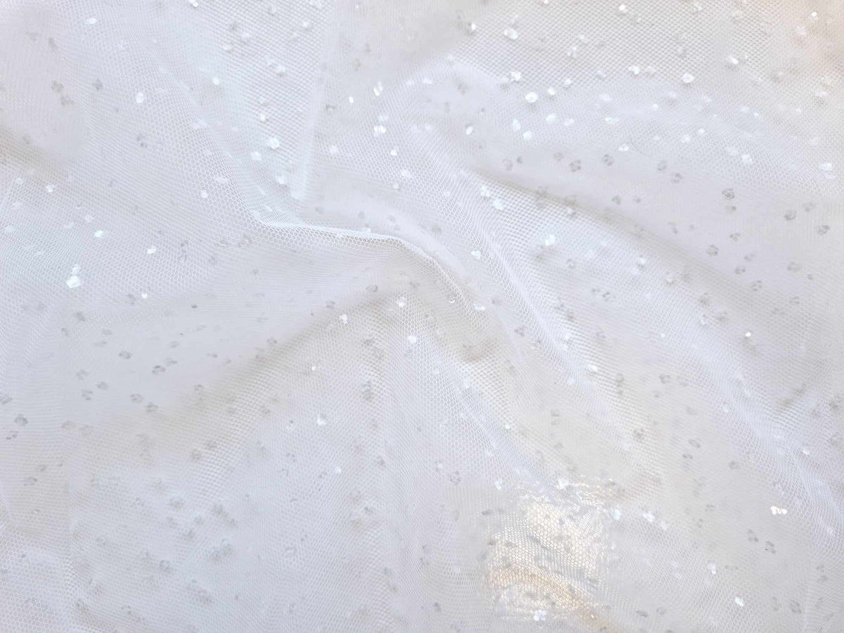 Coupon tulle pailleté 1m60 blanc