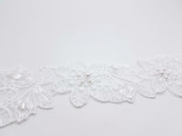Galon motif fleurs d'organza brodé blanc ou ivoire · vue 4