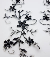Motif en dentelle noir brillant perles et sequins pour robe de mariée cocktail soirée · vue 3