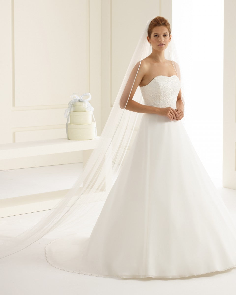 Voile de mariée bordure satin