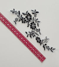 Motif noir en dentelle fil argenté · vue 3