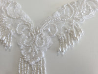 Motif en V blanc véritable avec perles vintage · vue 2