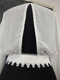 Top pour mariée en mousseline ivoire , manchettes en dentelle Taille · vue 9