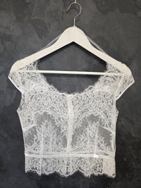 Top mariée dentelle ivoire clair – Manches courtes – Dos boutonné – Taille 36 · vue 5