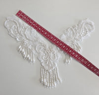 Motif en V blanc véritable avec perles vintage · vue 3