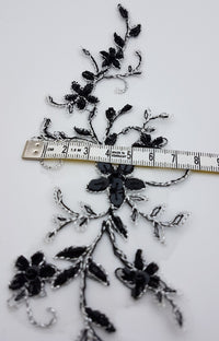 Motif en dentelle noir brillant perles et sequins pour robe de mariée cocktail soirée · vue 6