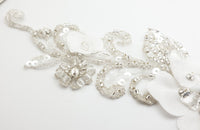Appliqué motif à coudre perles cristal et strass et fleurs ivoire pour robe de mariée · vue 2
