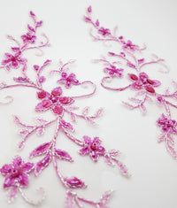 Dentelle rose fuchsia, appliqué, motif à coudre · vue 2