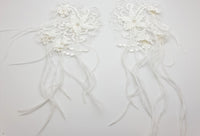 Motif ivoire dentelle et plumes pour robe de mariée · vue 4