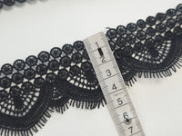 Galon Dentelle Guipure Noir Rosaces & Bordure Festonnée — Largeur 5 cm | Vendu par 10 cm · vue 4