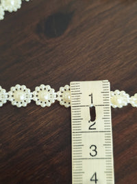 Galon perles fleurs ivoire crème – dentelle perles couture mariage – vendu au mètre · vue 2