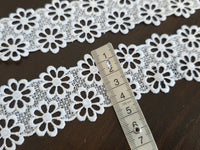 Galon dentelle fleurs marguerite blanc ou ivoire – 4 cm – dentelle florale ajourée couture – vendu au mètre · vue 4