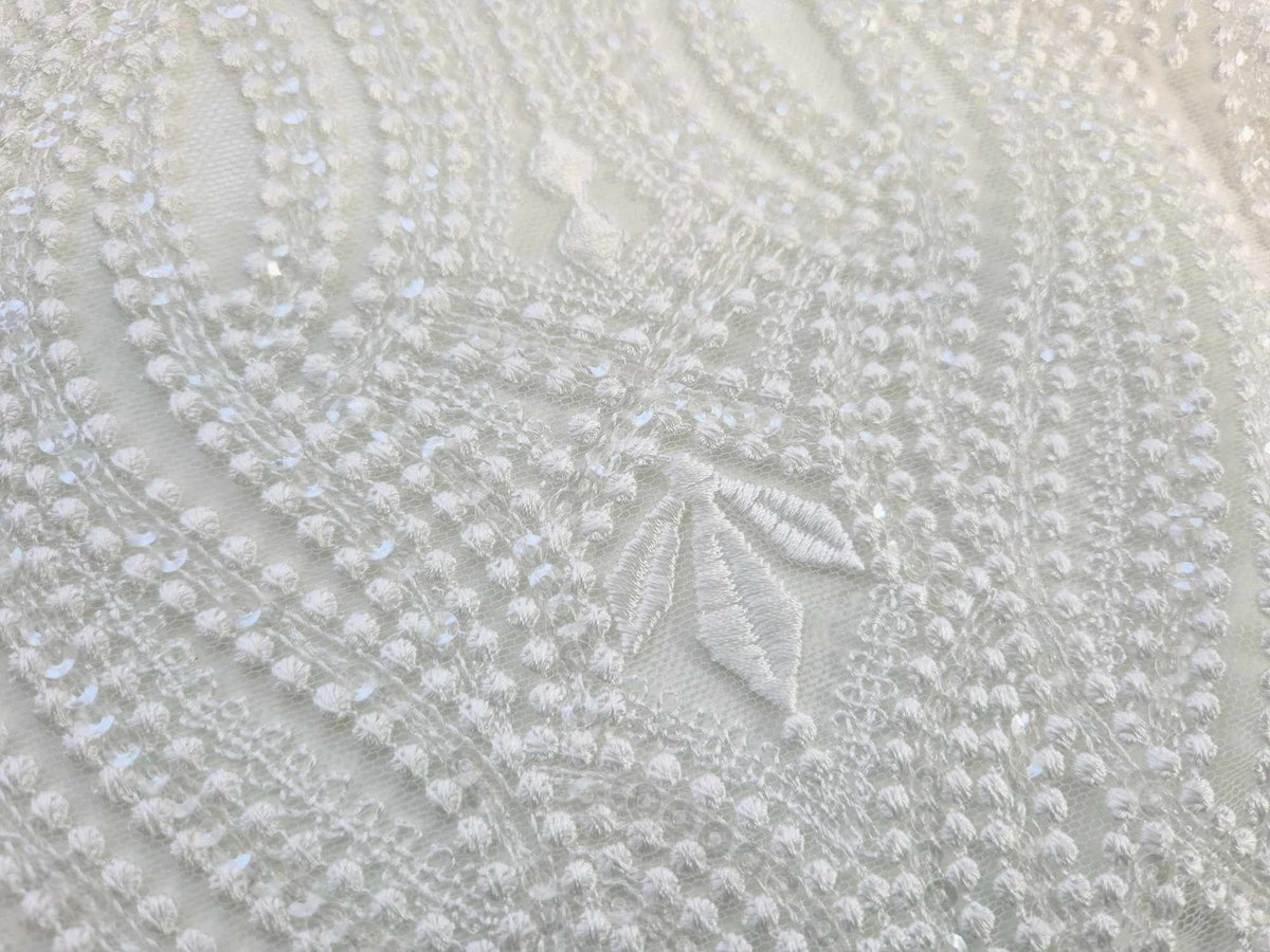 Dentelle arabesque moderne brillance sequins ivoire