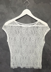 Top de mariée en dentelle stretch fine ivoire clair – Manches courtes – Tailles 40/42 & 44/46 · vue 2