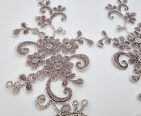 Motif en dentelle taupe fil argenté pour robe mariée cocktail soirée · vue 2
