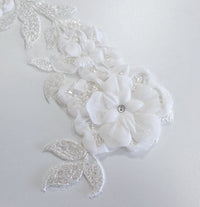 Motif ivoire fleurs 3D relief avec strass · vue 2