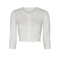 Gilet ivoire pour mariée ♡ Manches 3/4 & boutons perles nacrées – Élégant pour mariage · vue 5