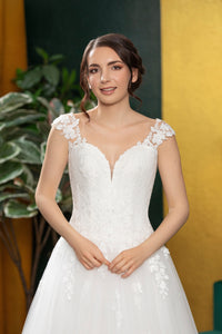 Robe de mariée princesse en dentelle florale et tulle, dos illusion - DEBBIE