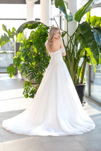 Robe de mariée princesse en dentelle perlée et tulle scintillant - FABULEUSE