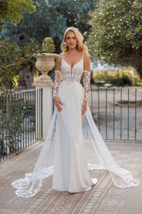 Robe de mariée sirène avec traine et manches amovibles KEDYNA