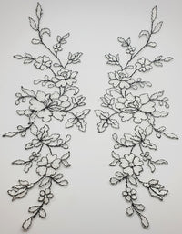 Motif en dentelle noir et ivoire fleurs/feuilles à coudre pour mariée / cocktail · vue 4