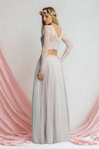 Ensemble de mariée Crop Top et jupe BLANC taille 38 · vue 2