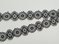 Galon Dentelle Guipure Noir Fleurs Enchaînées — Largeur 3 cm | Vendu par 10 cm · vue 2