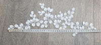 Applique dentelle ivoire clair perlée et sequins – motif feuilles miroir 43 cm · vue 4