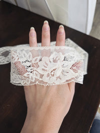 Dentelle Tulle Ivoire Motif Floral & Feuillage — Largeur 7 cm | Vendu au mètre · vue 4