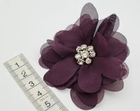 Broche fleur mousseline prune · vue 3