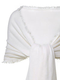 Étole mariée 100% cachemire ivoire – Châle mariage chaud et doux – 2m x 65cm – Étole cérémonie bord festonné – Accessoire mariée hive · vue 7