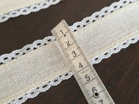 Galon Décoratif Lin & Coton Bordure Dentelle — Largeur 4 cm | Vendu au mètre · vue 3