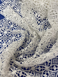 Dentelle guipure motif géométrique bohème ivoire clair · vue 3