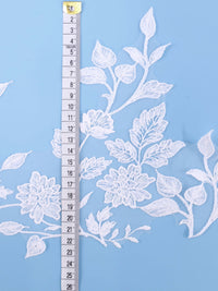 Galon de dentelle fleurs et feuilles brillant sequins ivoire clair · vue 2