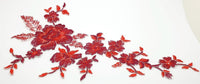 Motif de dentelle fine rouge fleurs et feuilles pour cocktail / mariée · vue 3