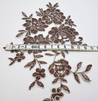 motif dentelle chocolat marron fil argenté pour cocktail/mariée · vue 2